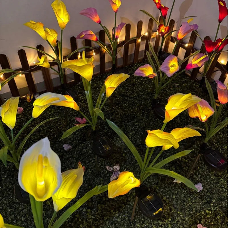 Calla Lily Solar Pile Light, Solar Garden Light, Outdoor Waterproof Terrace Porch Backyard Garden Passage Decoration 612 Vue