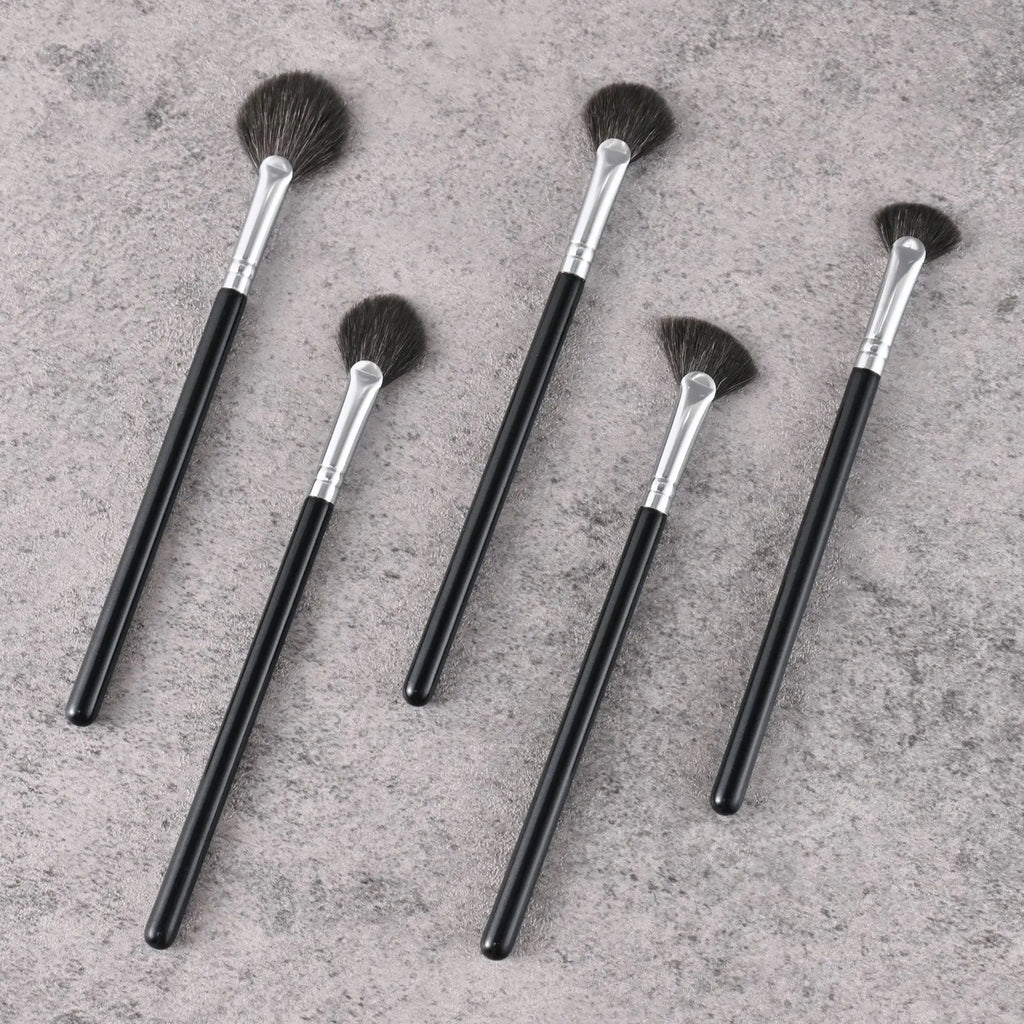 Fan Makeup Brush Wholesale Custom Logo Natural Goat Hair Brushes for Facial Cosmetic Loose Powder Highlighter Beauty Tool 10pcs Vue