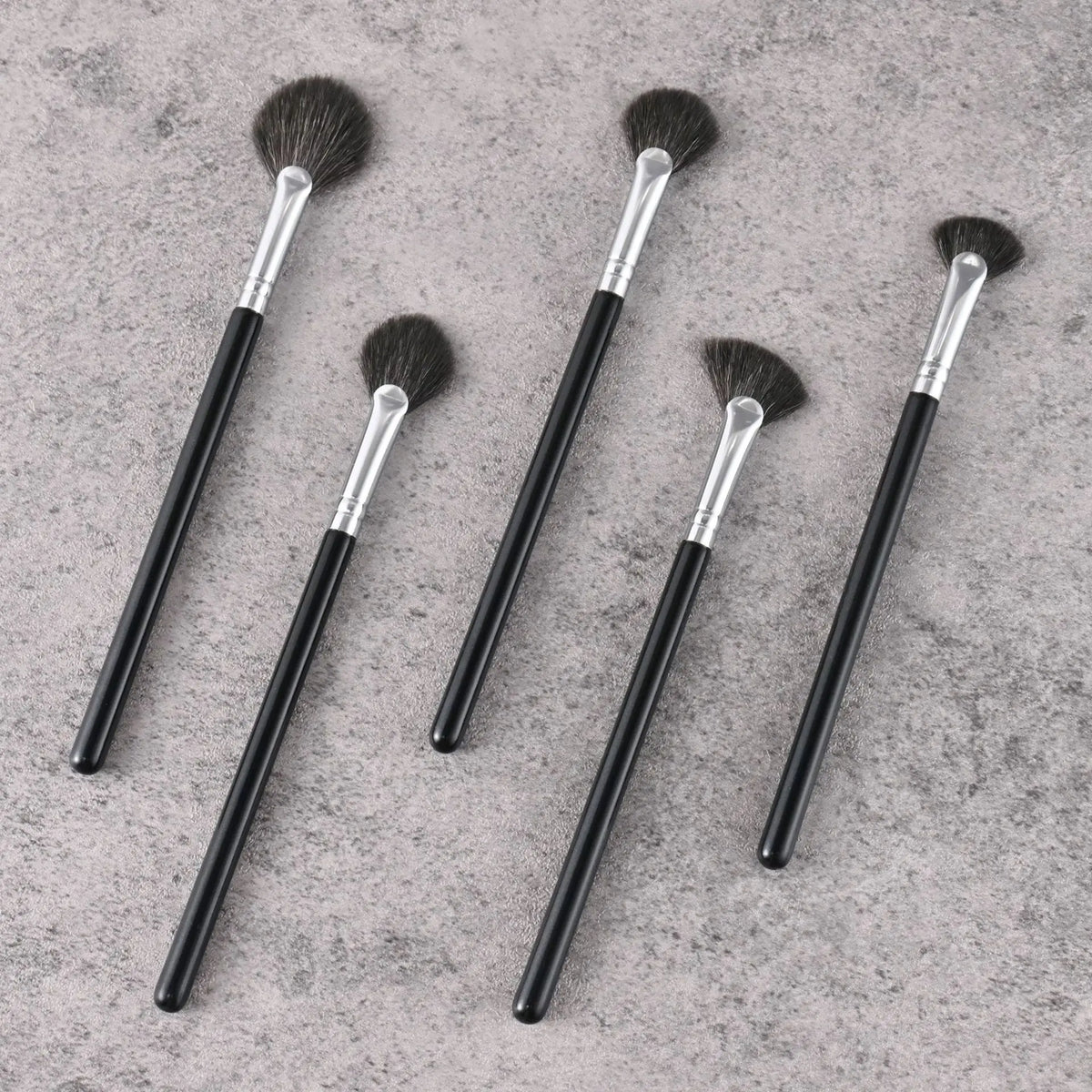 Fan Makeup Brush Wholesale Custom Logo Natural Goat Hair Brushes for Facial Cosmetic Loose Powder Highlighter Beauty Tool 10pcs Vue