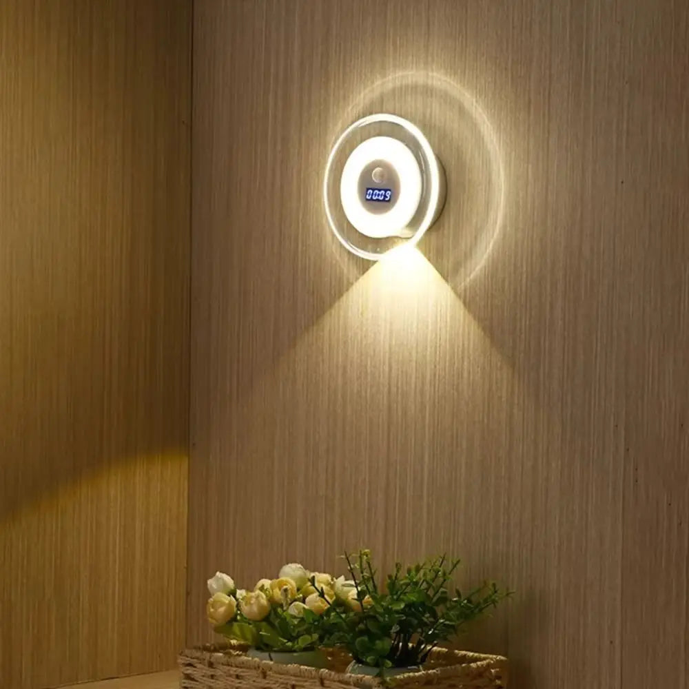 Stepless Dimming Dimmable Bedside Lamp Wall Light Spotlight Digital Clock Lamp Small Size Human Body Sensing Vue
