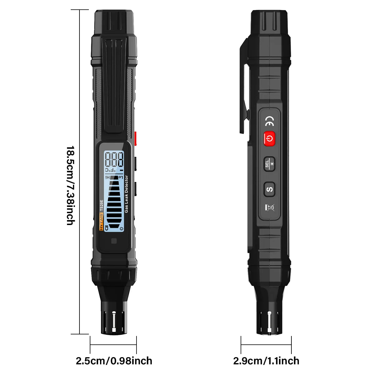 HYTAIS TS20E Combustible Gas Detector Household Natural Gas Leak Detector Audible & Visual Alarm Backlit LCD Gas Sniffer Test Vue