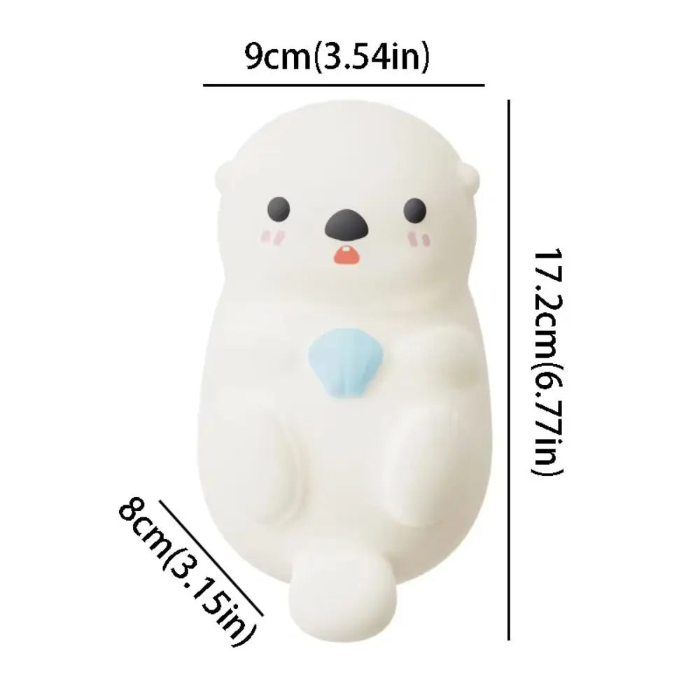 USB Rechargeable Otter Night Light Timer Adjustable Cute Silicone Bedside Lamp Rechargeable Timing Touch Control Sleep Companion Vue