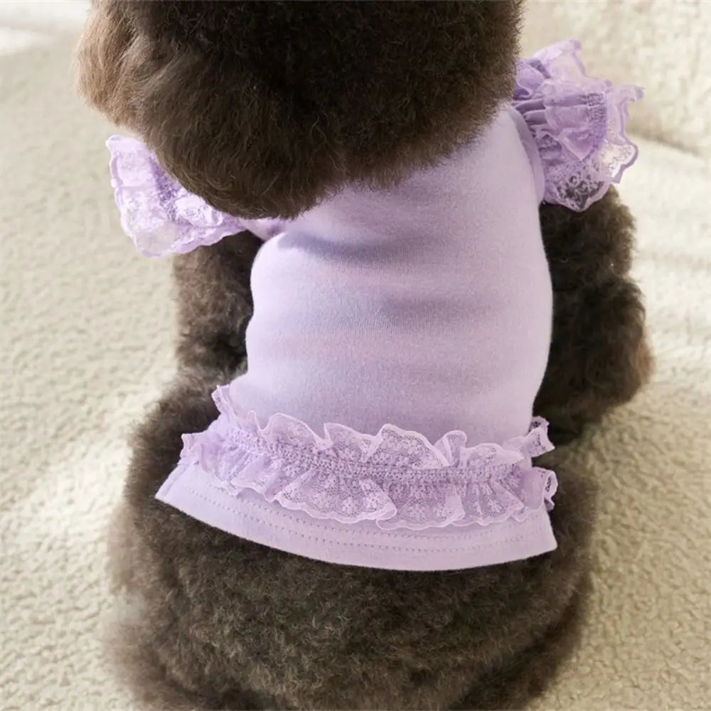Comfortable Lace Pet Summer Vest Soft Breathable Cat Base Skirt Flying Sleeve Dog Clothes Small Animal Vue