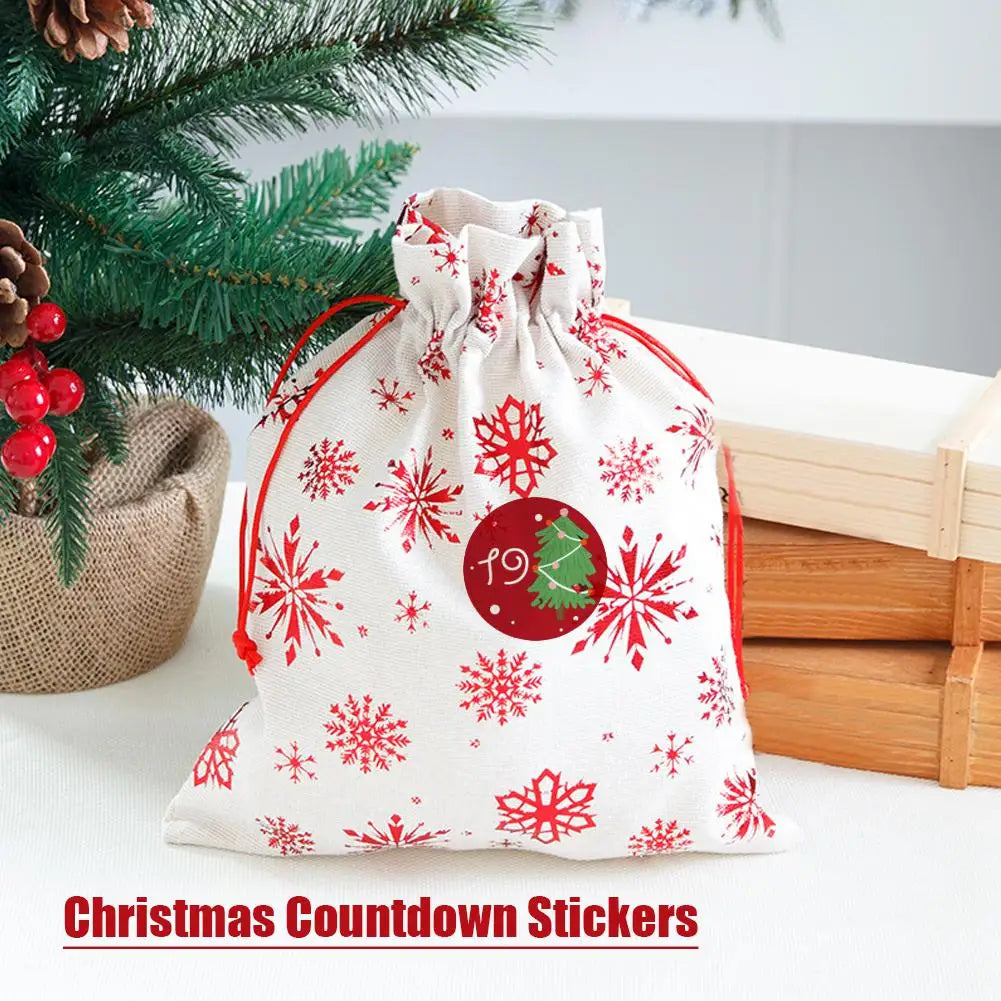 Christmas Countdown Stickers Advent Calendar Number Labels 1-24 Number Round Sealing Stickers Xmas Navidad Natal New Year Decor Vue