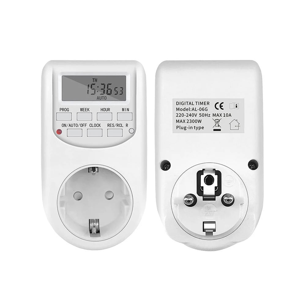 EU/US/UK Plug Timer Switch 1785W/2300W Energy Saving Digital Kitchen Timer 10A/15A Outlet Week Hour Programmable Timer Socket Vue EU Plug
