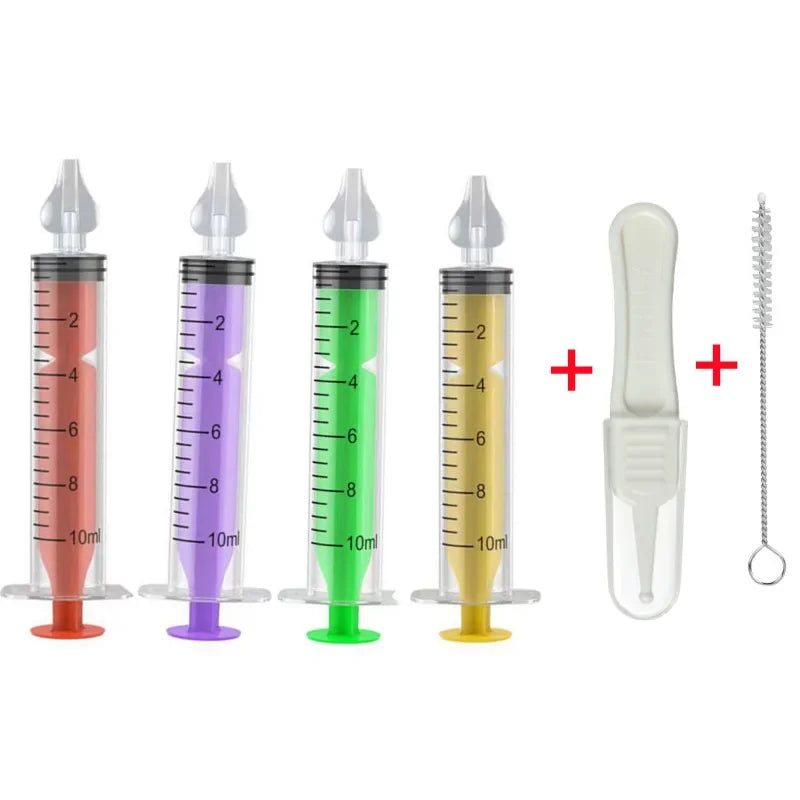 vvocci Baby Nose Cleaner Baby Brush & Tweezer with Cleaning Needle Tube Aspirator NasalSyringe Nasal Irrigator Nose Wash Tool Vue B364-6Pcs Set MixedB
