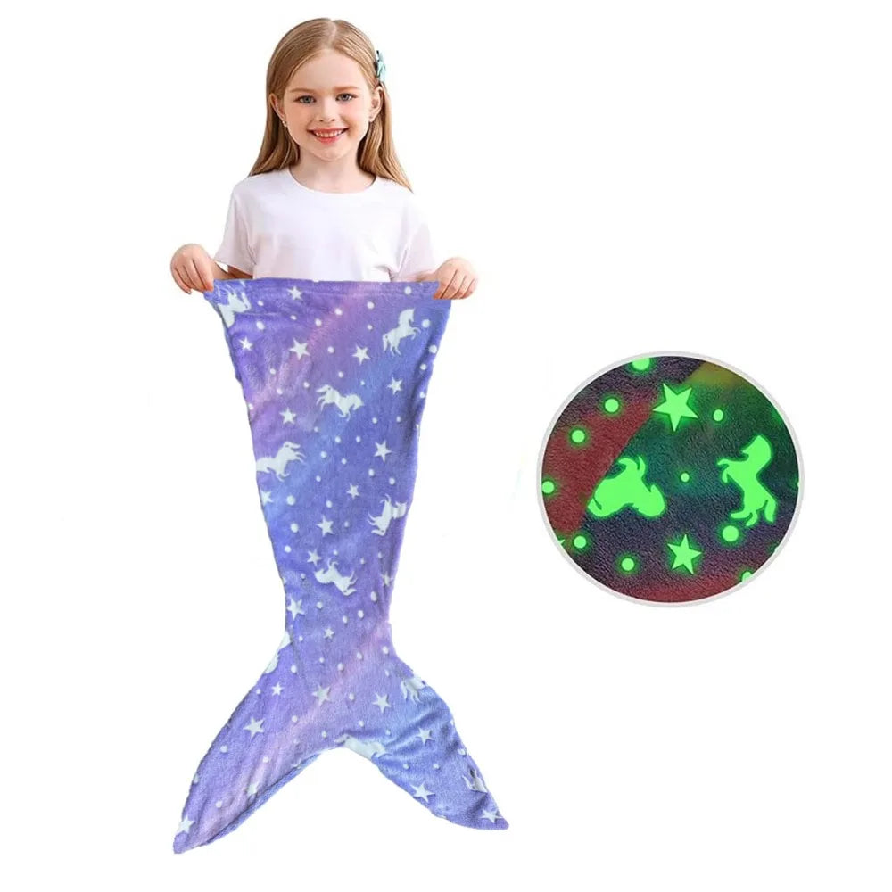 Flannel Mermaid Sleeping Bag Universal Soft Mermaid Tail Blanket Beautiful Cozy Rainbow Mermaid Blanket Children Vue C