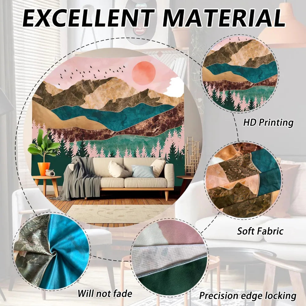 Mountain Tapestry Forest Tree Sunset Nature Landscape Tapestry Abstract Art Room Decoration Background Wall Cover Vue