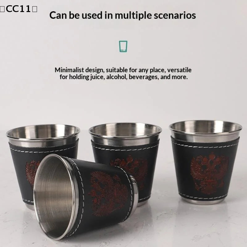Outdoor Travel Cups Stainless Steel Cup PU Leather Portable Coffee
