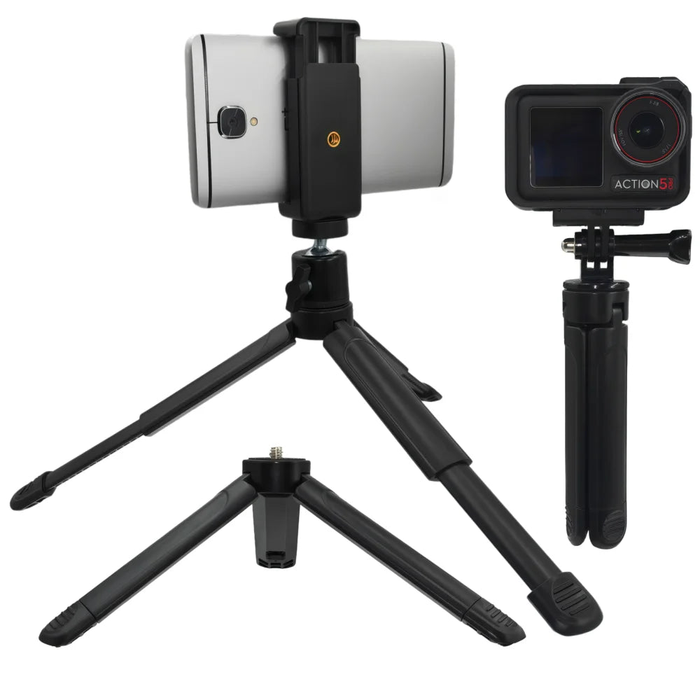 Extendable Mini Tripod Stand 1/4" Screw Mount for DJI Osmo GoPro Insta360 Action Camera Phone Desktop Tripod for Vlog Live Strea Vue