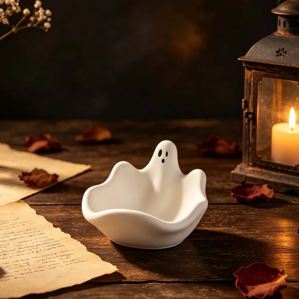 Halloween Theme Ghost Storage Bowl Mold Soft Silicone DIY Handmade Jewelry Storage Tray Mold Non-Stick Gypsum Ornament Mold Vue