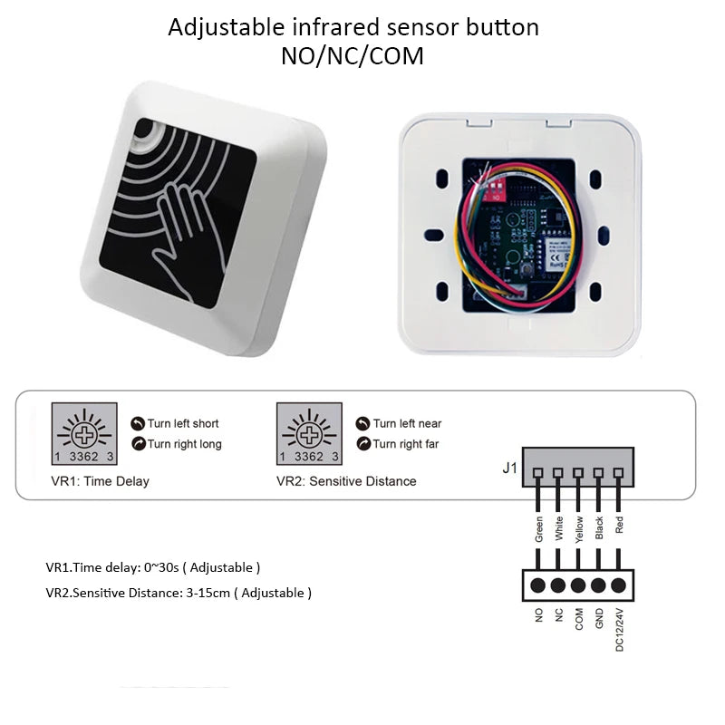 Smart Tuya IR Touchless Infrared Exit Button Surface Install Contactless Door Lock Release Switch No Touch With Remote Control Vue