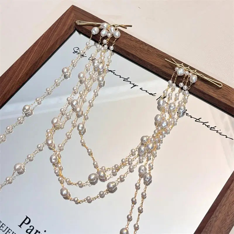 Pearl Tassel Beaded Hair Clip - Retro Elegant Versatile Pin Hair Accessory Vue