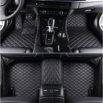 Custom Car Floor Mats For Mitsubishi Eclipse Cross 2018-2024 1st & 2nd Row Auto Accessories Foot leather Carpet Rugs Interior Vue all black 2018-2024