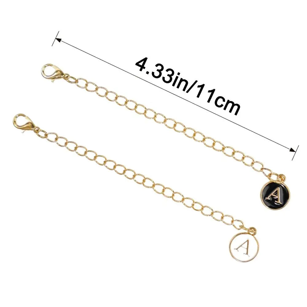 Simple White/Black Letter Charm for Cup Personalized Initial Name Water Cup Handle Chain with Buckle Hanging Handle Charm Cups Vue