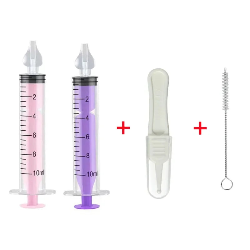 vvocci Baby Nose Cleaner Baby Brush & Tweezer with Cleaning Needle Tube Aspirator NasalSyringe Nasal Irrigator Nose Wash Tool Vue B364-4Pcs Set MixedA