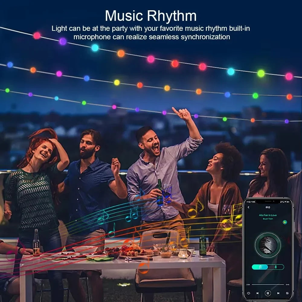 RGB Smart String Lights Outdoor 5M 10M LED Garden String Lights APP Control DIY Twinkle String Lights for Party Holiday Decor Vue