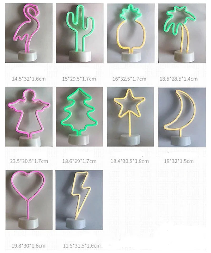 Neon Sign LED Rainbow shaped Neon Light Battery/USB Powered Colorful Neon Lamp with Holder Base Star Flamingo Nightlight Deco Vue