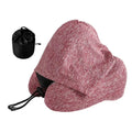 Adjustable Drawstring Hooded Travel Pillow Breathable Washable U-shaped Pillow with Cap Comfortable Soft Support Vue Rose Red