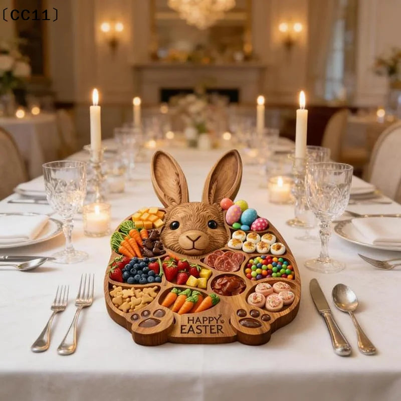 2026 Easter Bunny Wooden Charcuterie Board, Rabbit Wooden Deli Board, Cute Rabbit-Shaped Serving Tray With Compartments〔CC11〕 Vue