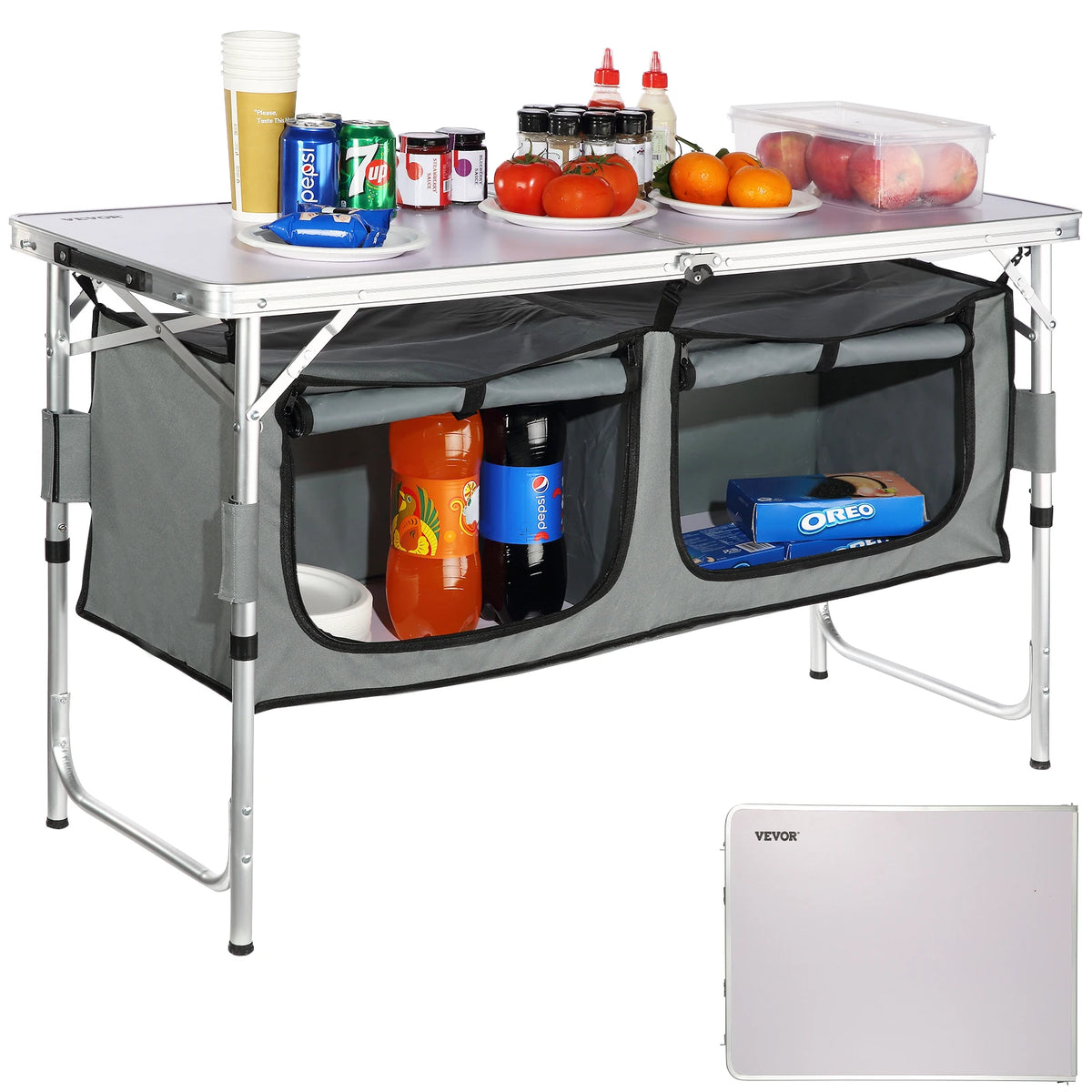 SucceBuyFolding Picnic Table Kitchen Camping Cupboards Aluminum Suitcase Table with Storage Bag Adjustable Height for Outdoor Vue Germany