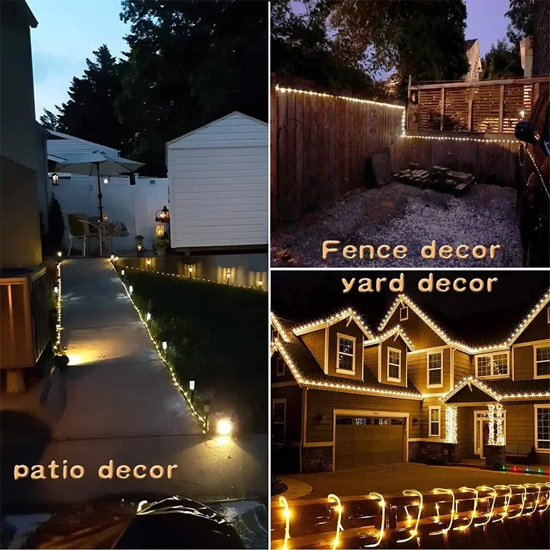 Solar Rope Lights Solar LED Light Path Deck Outdoor Garden Solar String Lights Waterproof Outdoor Lighting Strips 8 Light Modes Vue