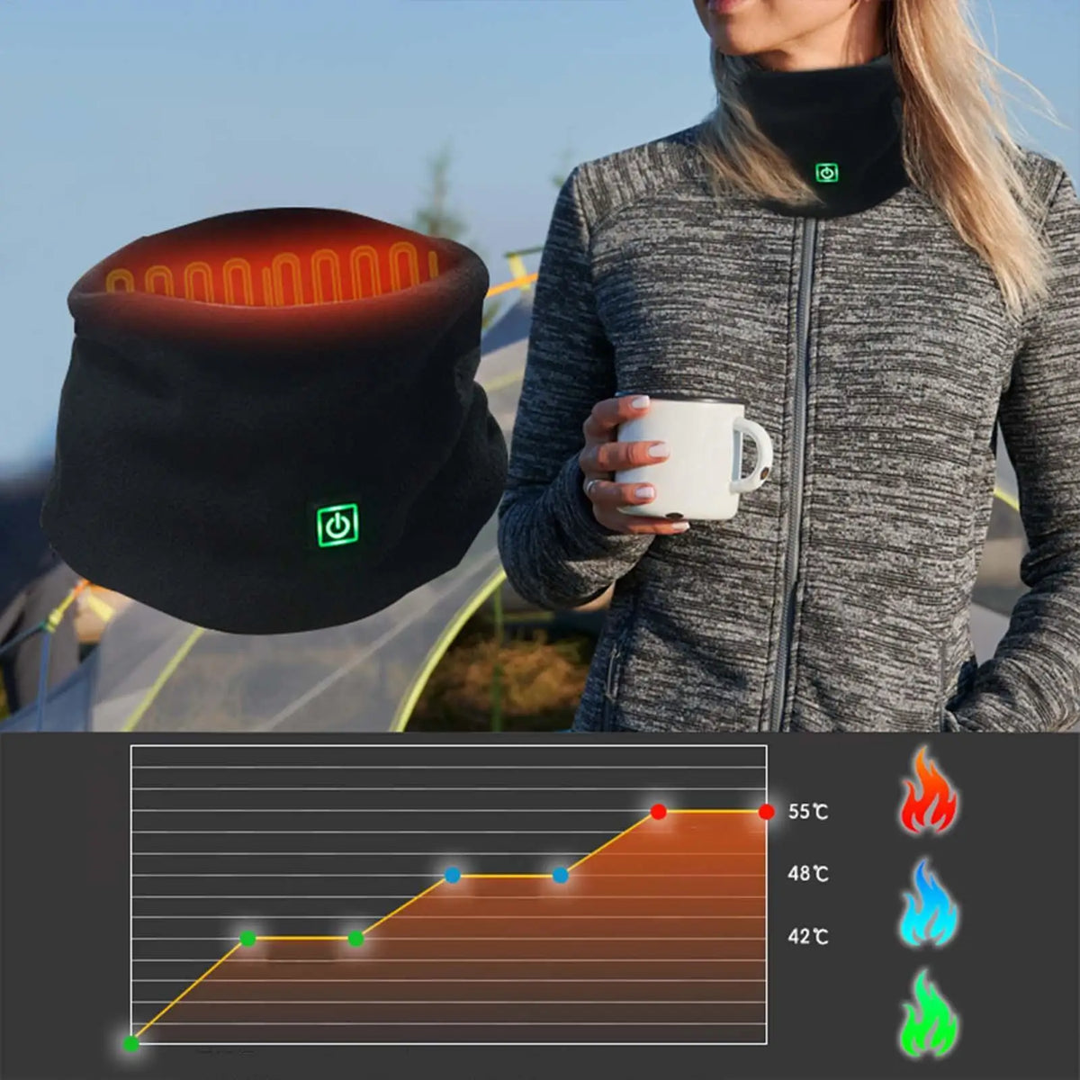 Neck Heating Wrap Scarf USB Charging Cold Weather Neck Warmer USB Charging Washable Autumn Tube Scarf With 3 Temperature Modes Vue