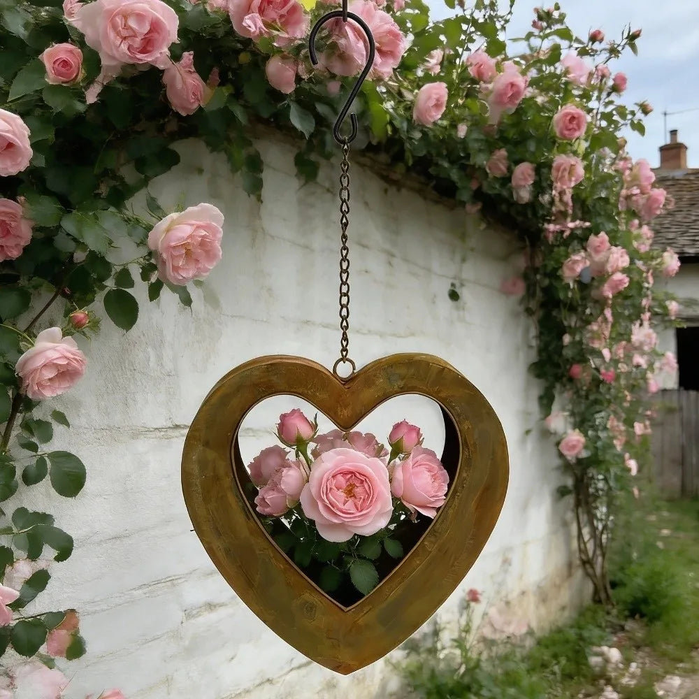 Creative Retro Metal Plant Hangers Heart Shape Romantic Plant Hanging Basket Iron Plant Container Home Decor Vue