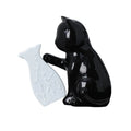 Artistic Ceramic Cat Pushing Vase Unique Handmade Kitten with Tilted Flower Vase Cat Statue Flower Holder Home Decor Vue Black