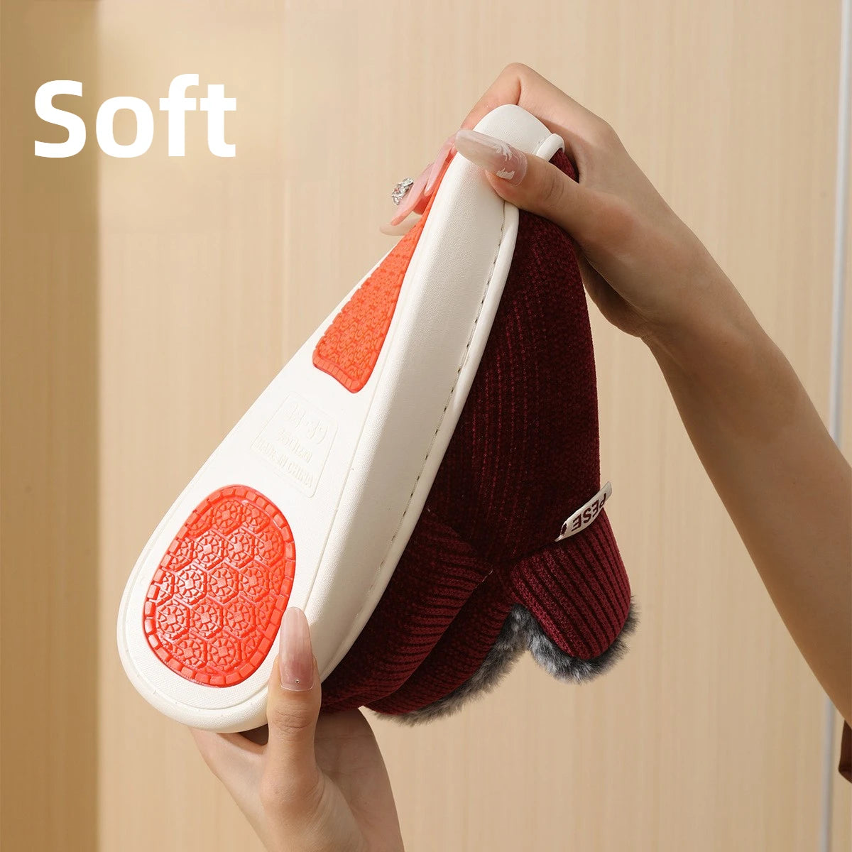 Unisex Winter Warm Cotton Slippers Thickened Anti Slip Sole Fleece Lined Closed Heel House Shoes for Indoor Bedroom Home Vue