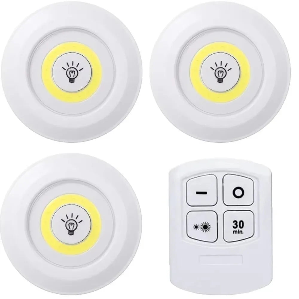 Battery Operated LED Under Cabinet Light Touch Sensor White/Warm Light Closet Lights with Remote Control Wireless Night Light Vue