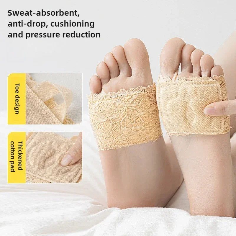 1-10Pairs Women Half Toe Socks Lace Trim No Show Anti Slip for High Heels Pumps Flats Breathable Thin Invisible Summer Vue