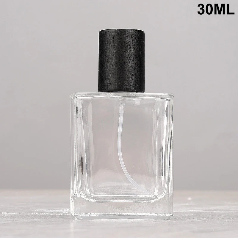 15/30/50ml Square Glass Perfume Bottle Clear Spray Bottles Packaging Bottle Refillable Atomizer Travel Cosmetic Container Vue Black 30ml