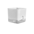 Easy Care Square Shape Self Watering Plant Pots Drainage Hole Patchwork Plant Pots 2-Layer Design Plastic Flower Planters Office Vue Transparent 11cm