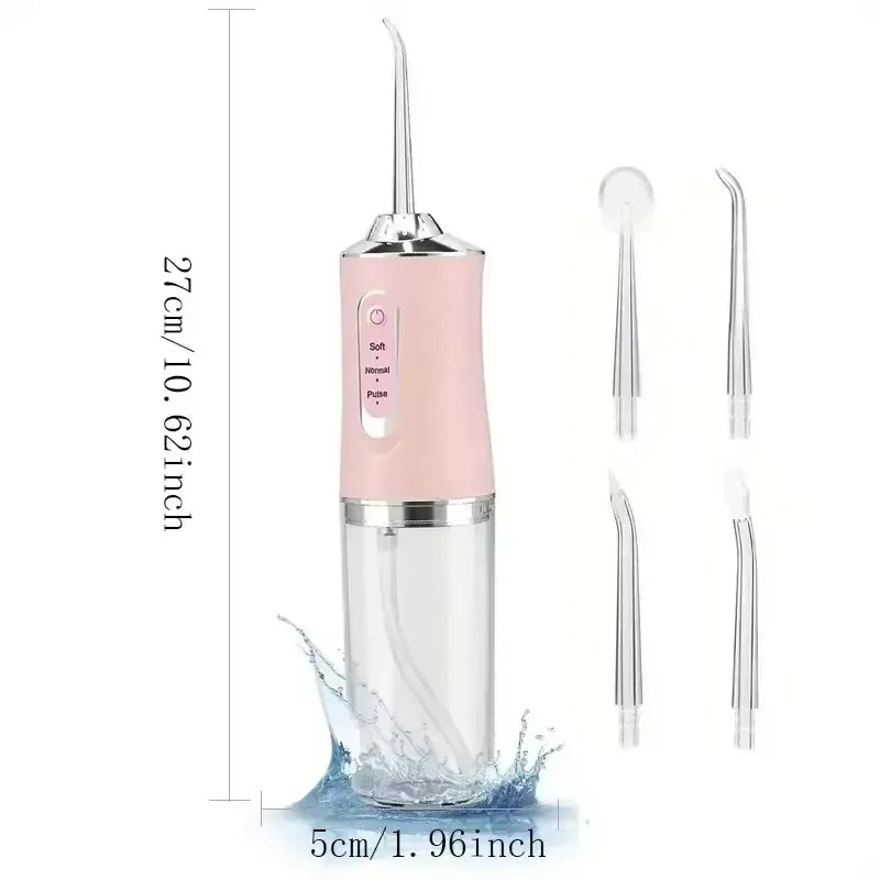 Portable Smart Electric Oral Irrigator Water Flosser 3 Modes Rechargeable Dental Water Jet Irrigator Dental Teeth Cleaner Vue Pink