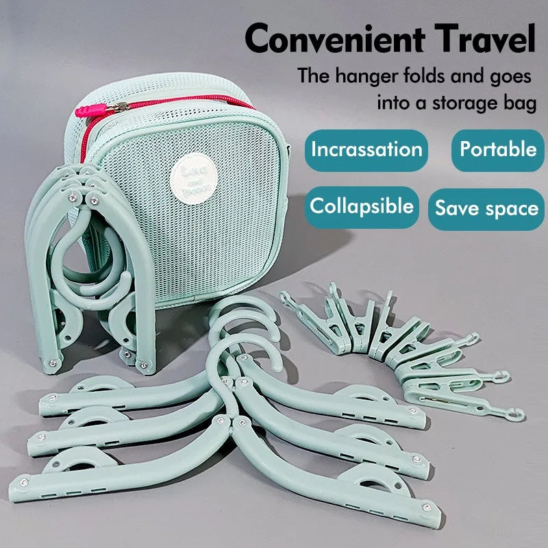 Foldable Travel Clothes Hanger with Storage Bag Portable Lightweight Laundry Rack for Business Trip Dorm Home Travel Use Vue