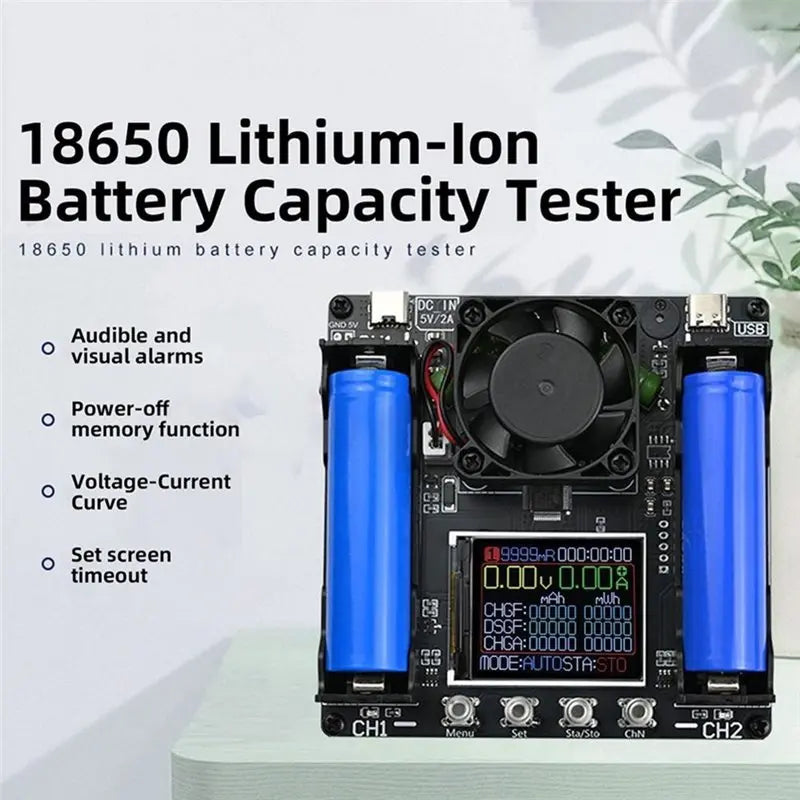 Hot-DC 5V Dual Channel 18650 Battery Capacity Tester Vue