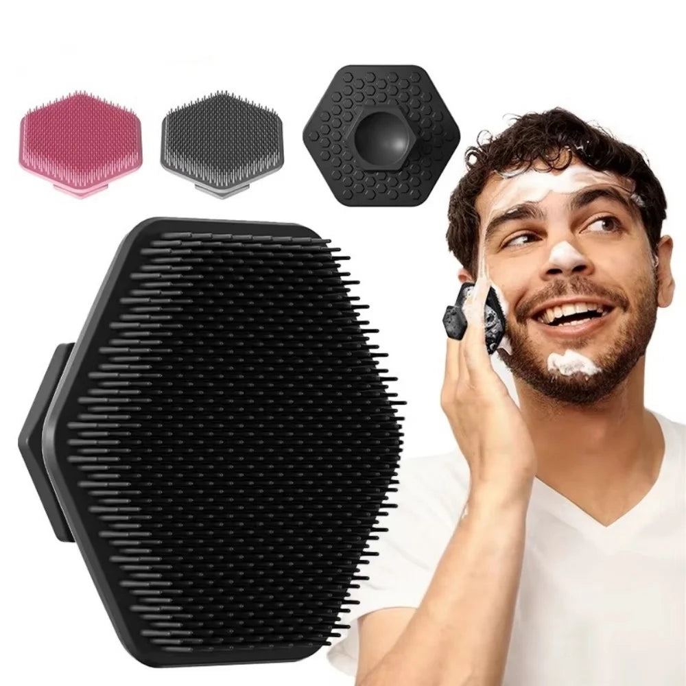 Mini Manual Facial Cleansing Brush Men Silicone Face Scrubber Deep Clean Blackhead Remover Shaving Massage Skin Exfoliator Tool Vue