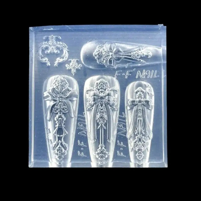 European Style Photo Frame 3D Silicone Nail Mold DIY Bow Design Transparent Manicure Template Nail Art Decoration Tool Vue