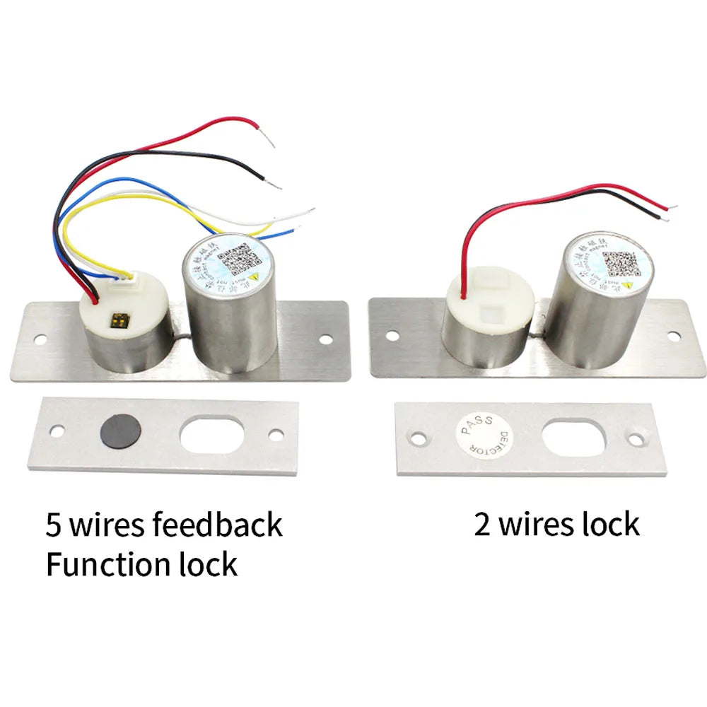 DC 12V Mini Electric Bolt Lock Fail Safe Stainless Steel Solenoid Electric Door Lock 5 Wires Feedback Lock Easy to Install Vue