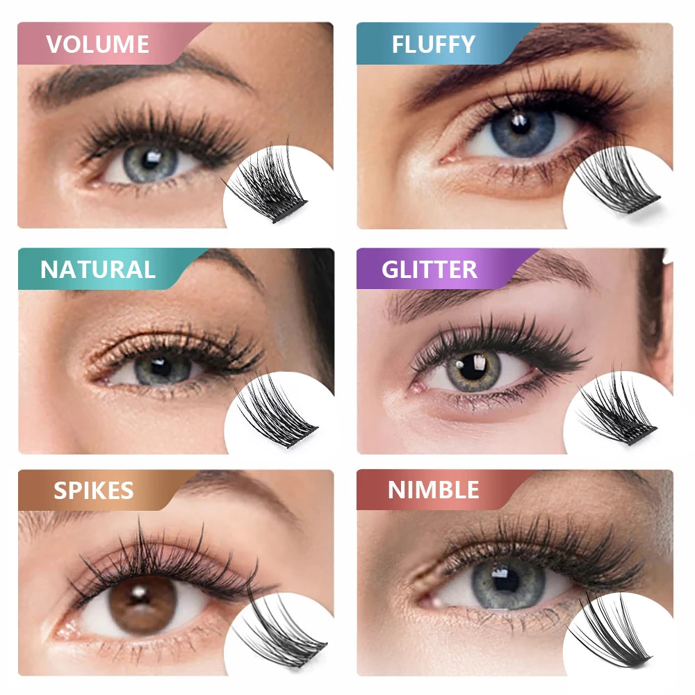 YUANZHIJIE 36PCS DIY-Cluster False Eyelashes 10-14mm Mixed Lengths C/D Curl Fluffy Dense Reusable Eyelash Extensions New Style Vue