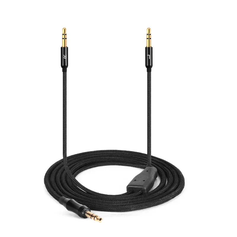 Headphone Replaced Cable 3.5mm to Double 3.5mm Black Mic Volume Adjustment Earphone Audio Cable 1.5M Vue