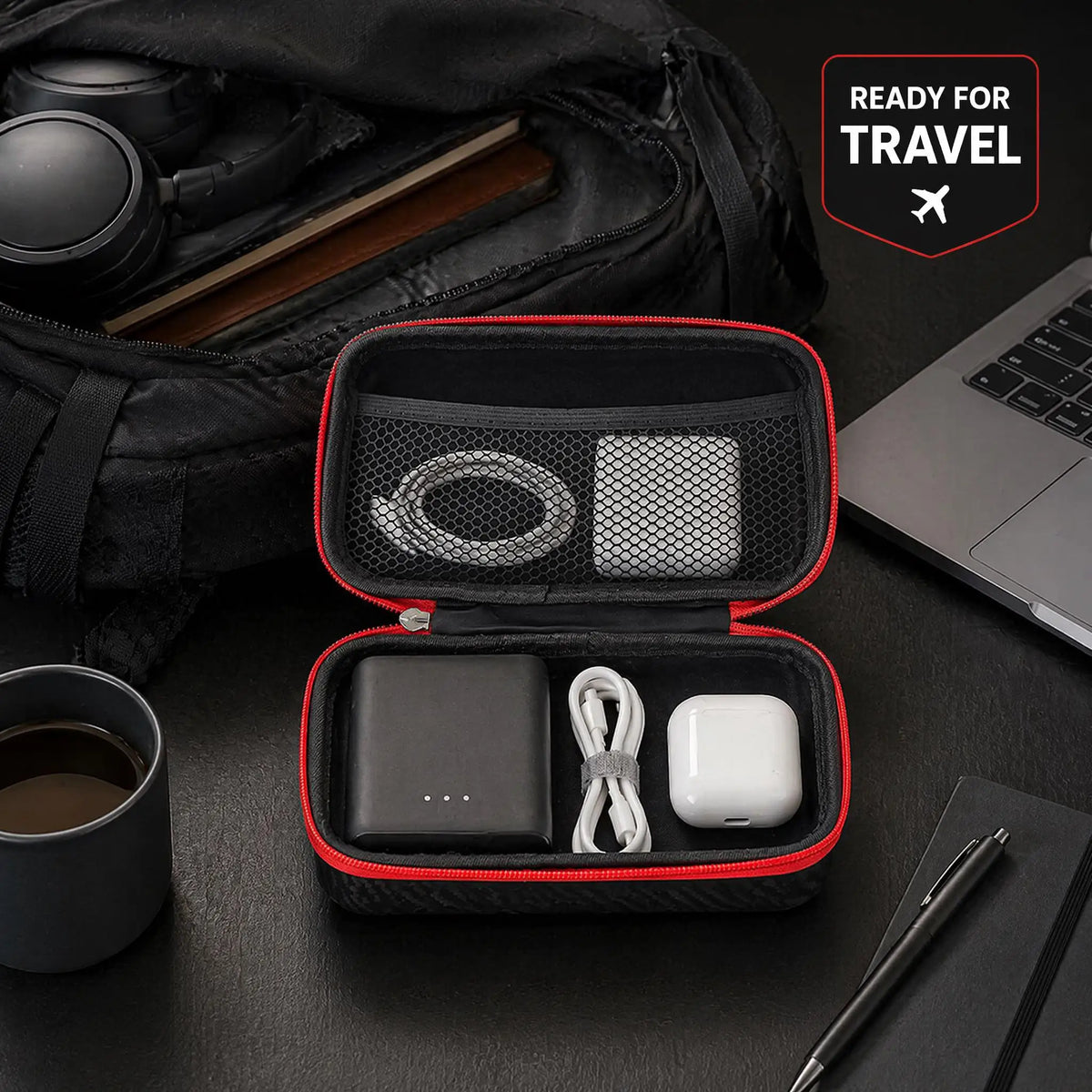 EVA Hard Shell Carry Case Electronic Organizer Bag Shockproof Storage Pouch for Cable Charger Power Bank Headphones Small Tools Vue