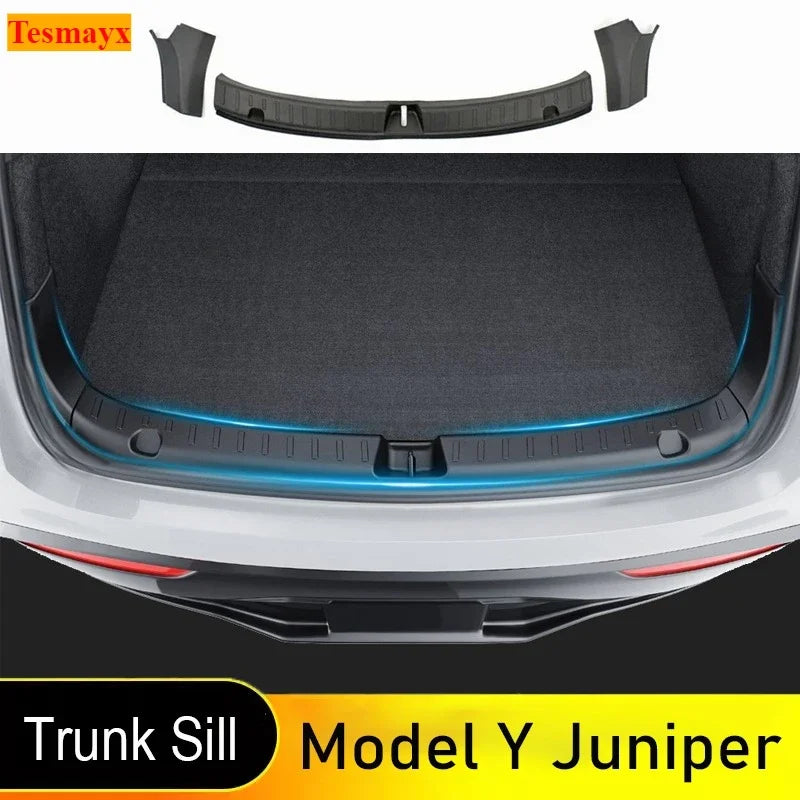 For Tesla Model Y Juniper 2025 2026 Trunk Threshold Strip Mats Sill Guard Rear Cargo Anti Scratch Protector Interior Accessories Vue