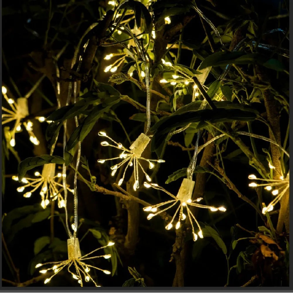 1PC 3M100LED Powered Firework Copper Wire String Lights, 8 Lighting Modes Fairy Lights for Outdoor Window Wedding Party Decor Vue