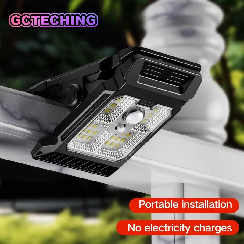 Outdoor Solar Clamp on Motion Sensor Lights Waterproof Work Light 3 Lighting Modes Camping Lamp Fence Walls Garage Led Lamps Vue
