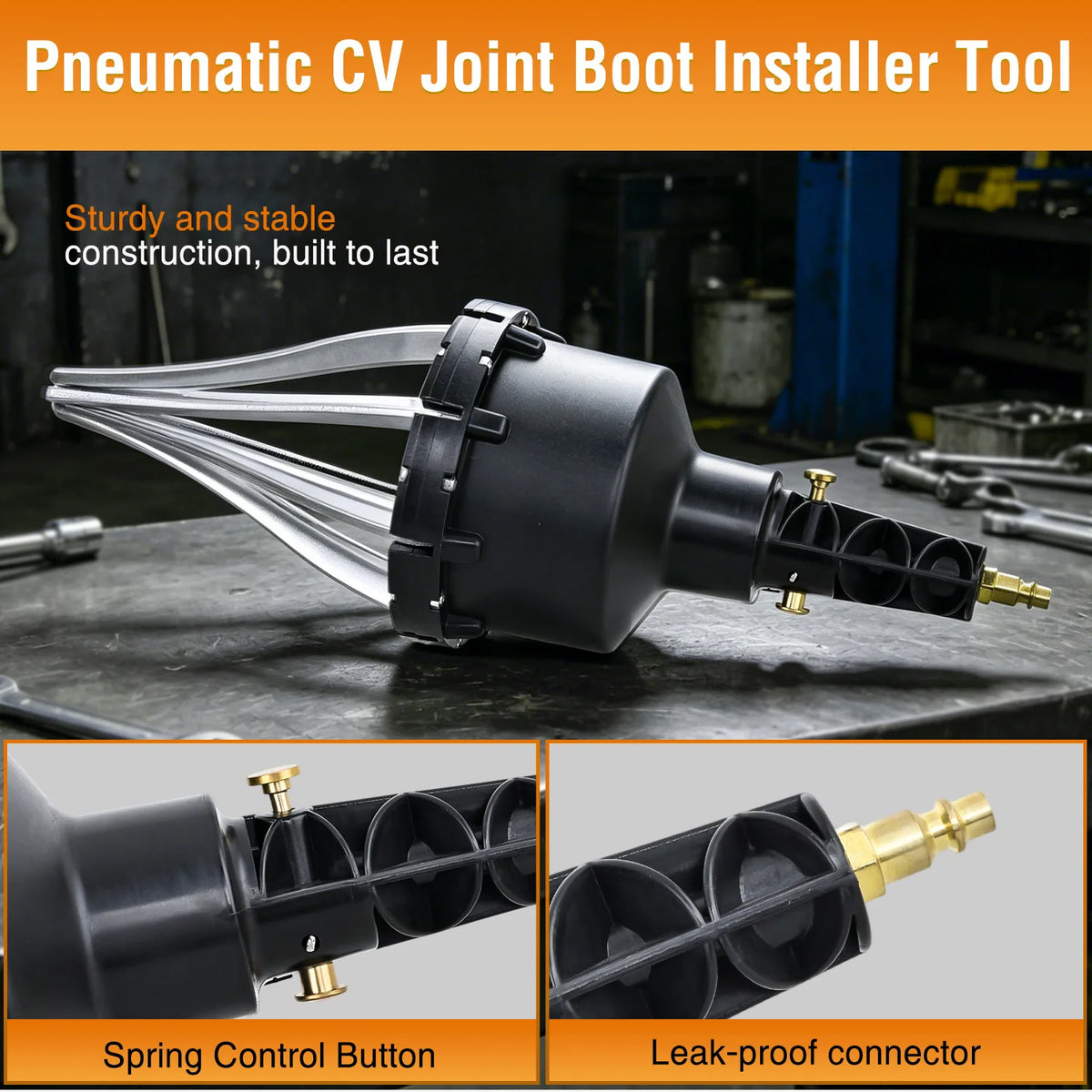 Pneumatic CV Boot Expander Tool, Air Operated CV Joint Boot Installer Stretcher for Rubber CV Axle and Steering Rack Boots Universal Drive Shaft Boot Installation Tool for Cars UTV ATV, Black Vue
