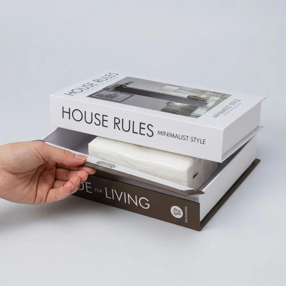 Retro Luxury Book Style Tissue Box Ornaments Container Storage Box Double Layer Decoration Napkin Holder Case Bedroom Vue