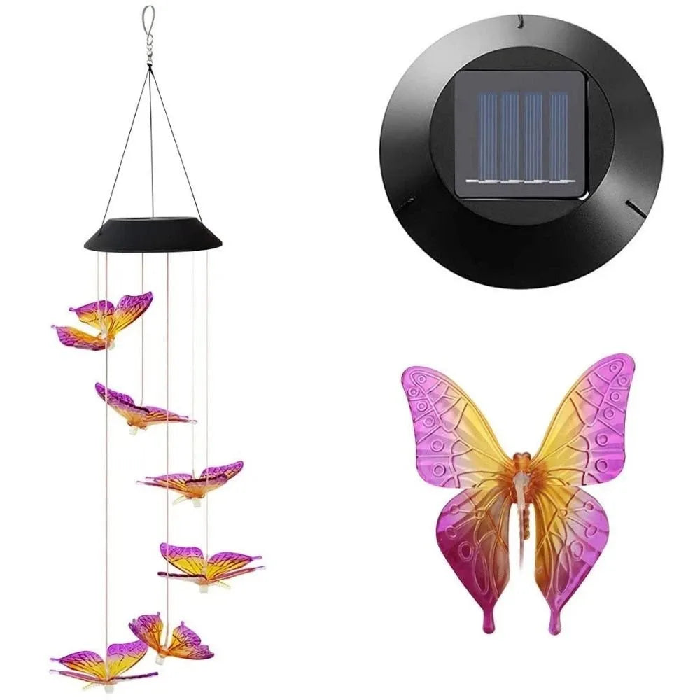 Cute Solar Wind Chime Hanging Weatherproof Hanging Solar Lights Auto on/Off Landscape Lamp LED Wind Chime Light Home Decoration Vue