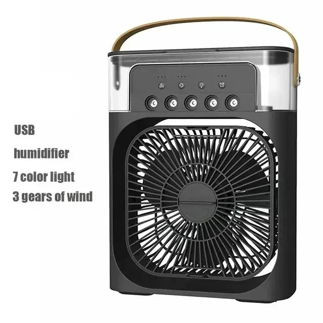 Portable 3 In 1 Fan AIr Conditioner Household Small Air Cooler LED Night Lights Humidifier Air Adjustment Home Fans Dropshipping Vue black